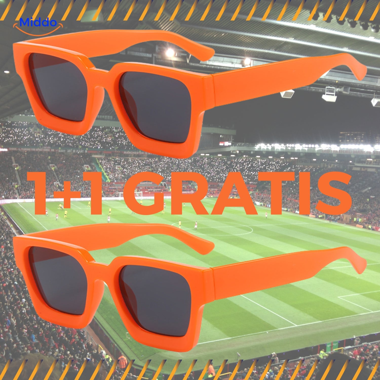 1 plus 1 gratis De Oranje Zonnebril van Middo.nl