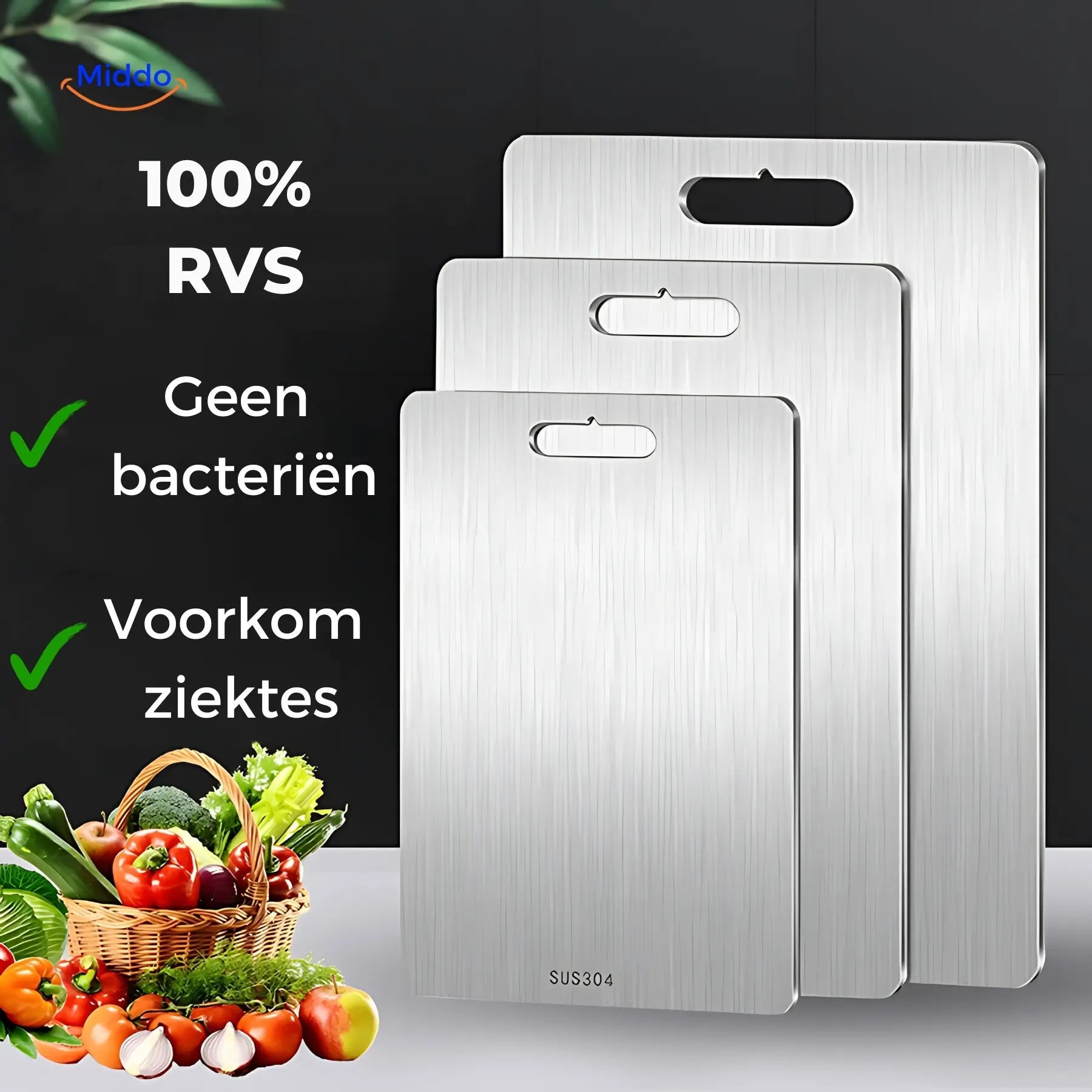 SafeCut™ RVS Snijplank - Stop met Micro Plastic & Bacteriën Eten!