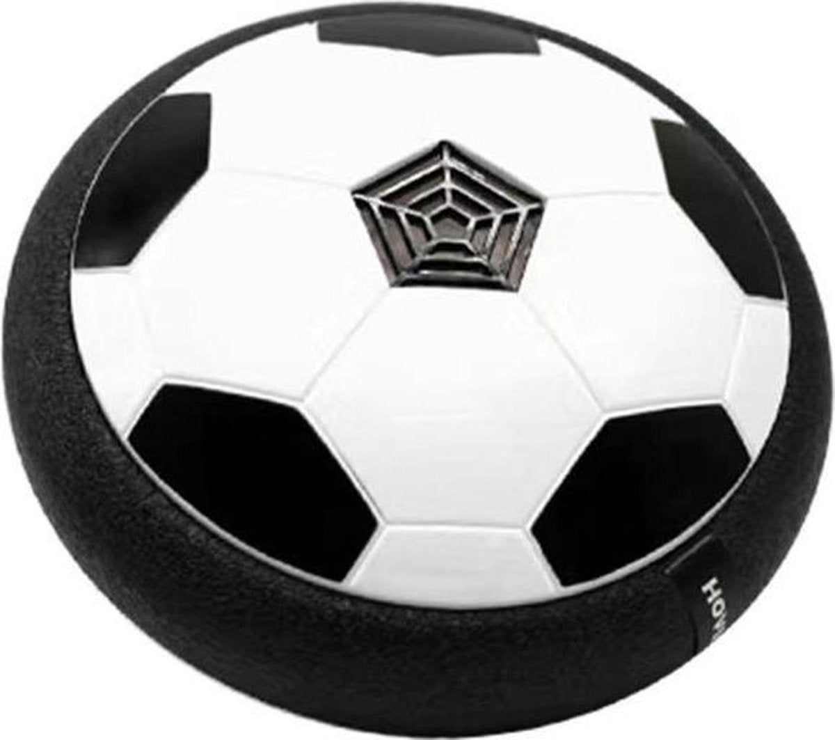 AirPlay voetbal een zwevende schijf in de vorm van een bal met zwarte witte kleuren en zwarte rand op witte achtergrond.