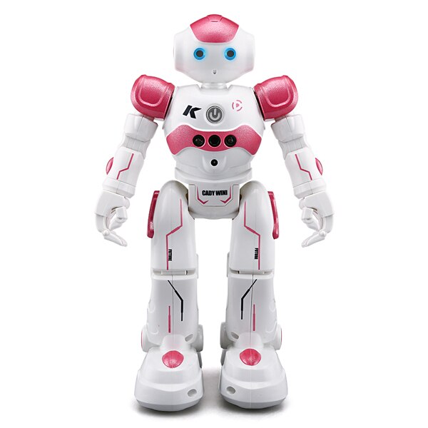 Afbeelding van de Arlock kinderrobot met beschrijving van functies: intellectuele programmering, gebarensensor, patrouilleren en obstakelvermijding, zingen en dansen, en automatisch display.