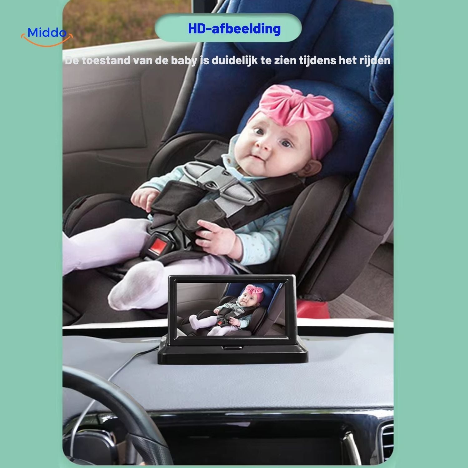 BabyGuard HD afbeelding voor baby monitoring in auto