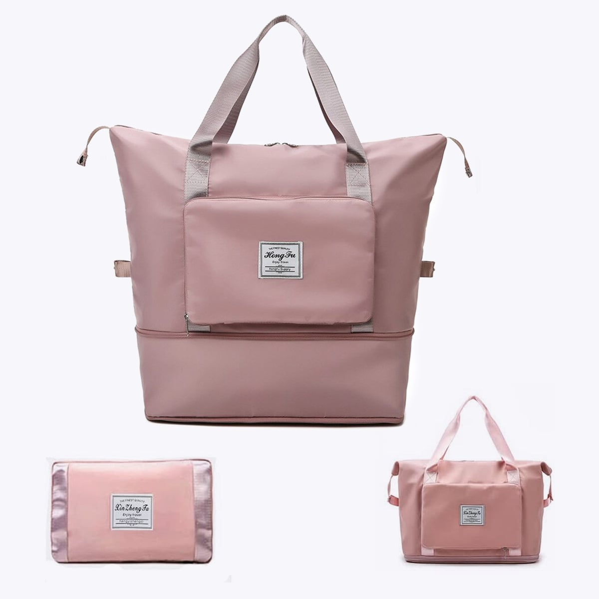 Afbeelding van Beggo veelzijdige reistas kleur roze met 3 mogelijkheden van de tas.
