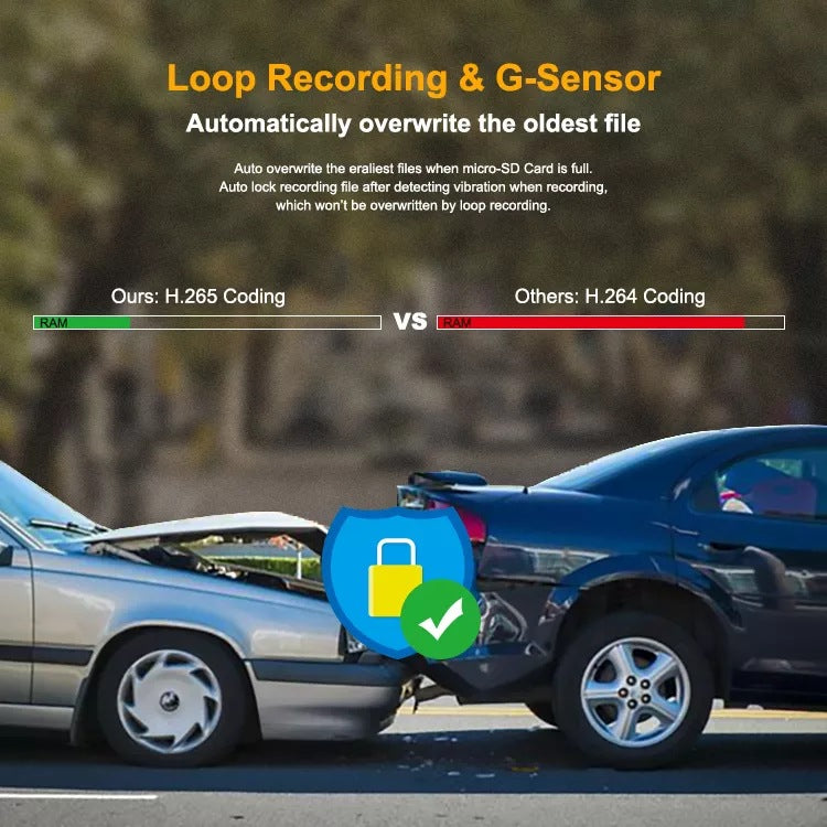 Dashcam Pro continue loop en G-sensor recording