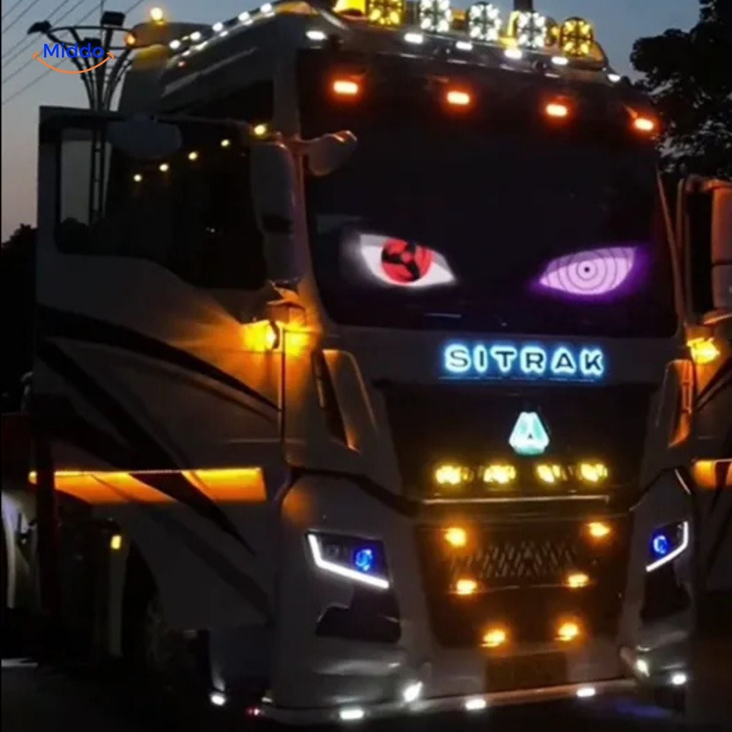 DriveFlex LED display met brede lichteffecten op vrachtwagen www.middo.nl