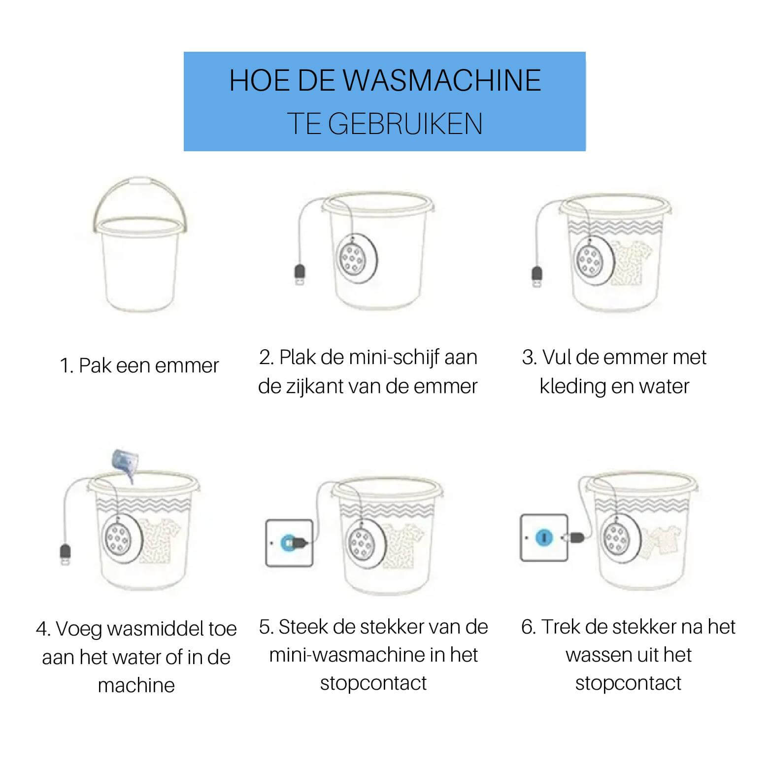 Gebruiksaanwijzing voor de EasyWash mini-wasmachine.