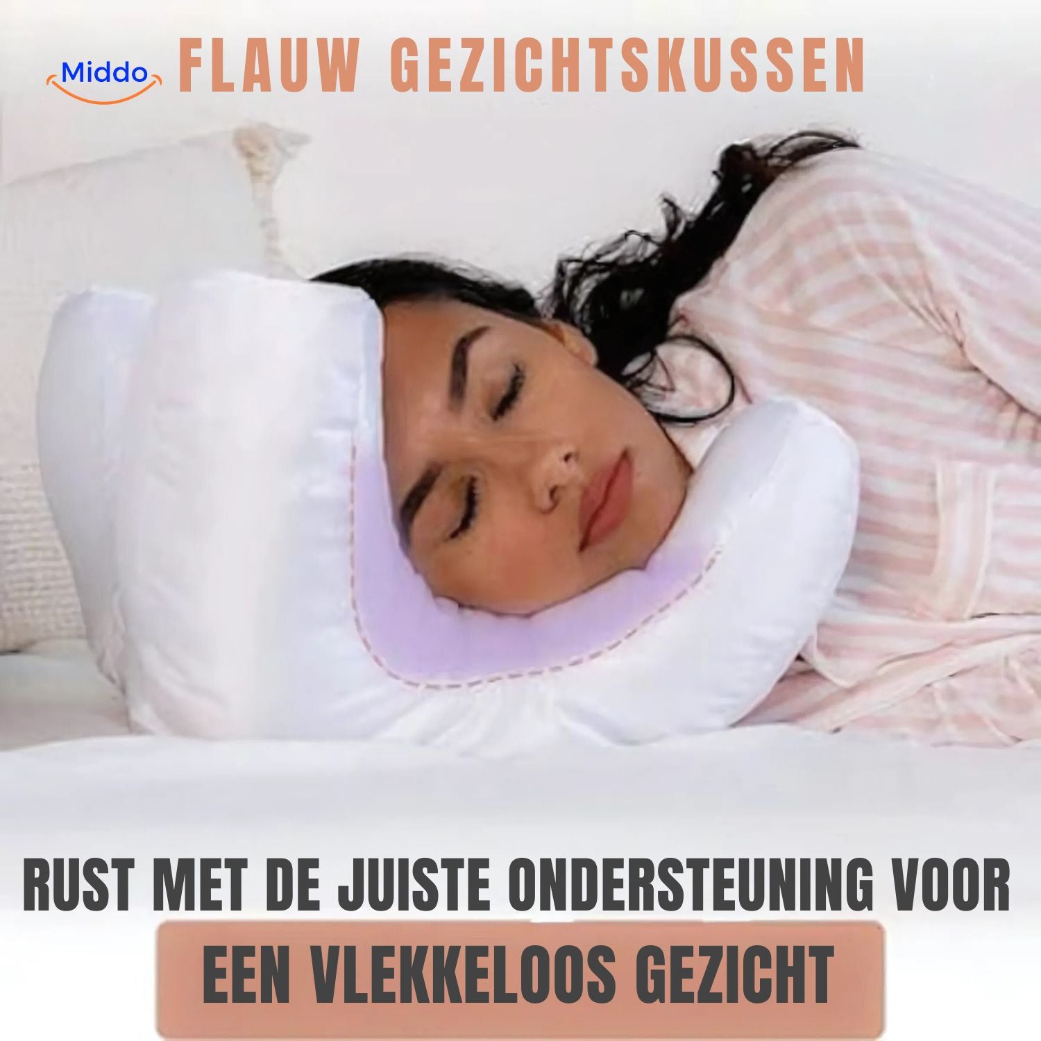 Glow Kussen voorkomt gezichtslijnen tijdens slaap www.middo.nl