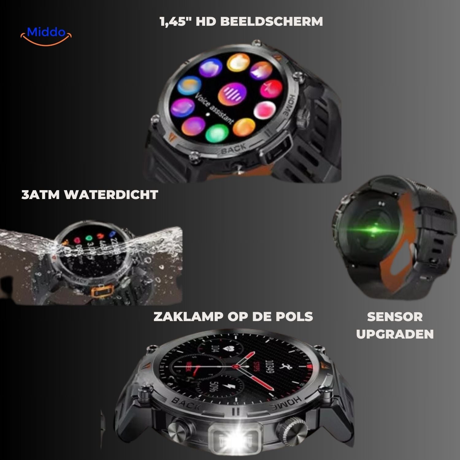 GlowTrack Horloge HD Beeldscherm Watch