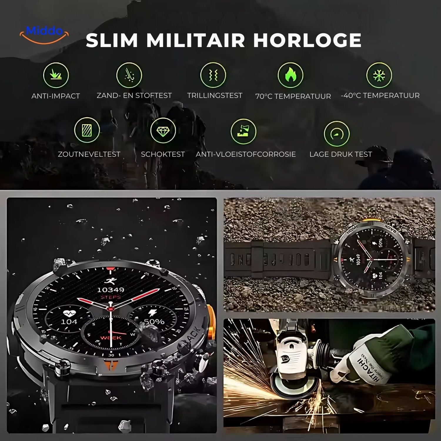 GlowTrack Horloge Slim Militair Horloge