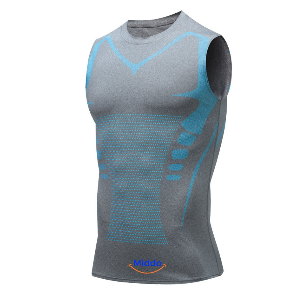 Grijs blauwe VitaBoost PowerVest Compressie Shirt