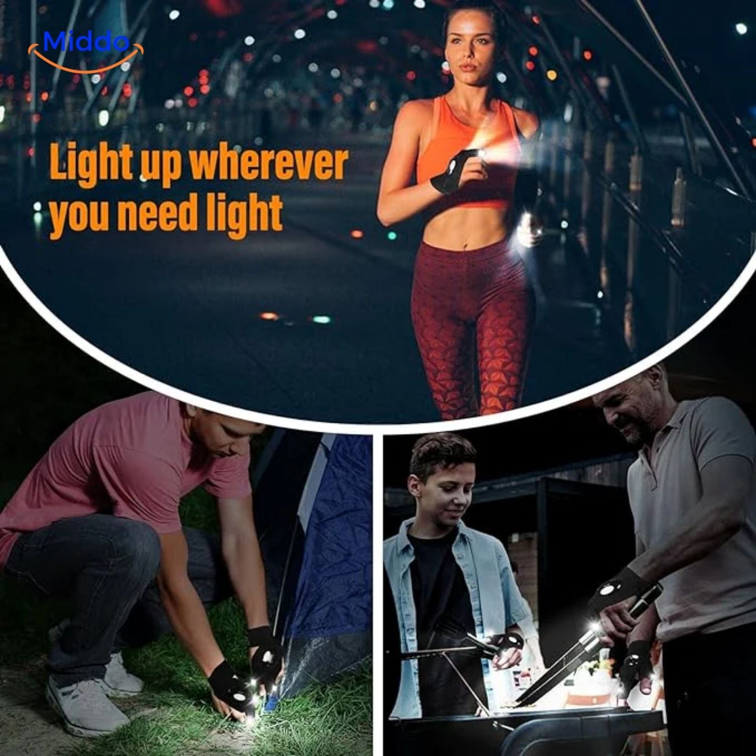 LightGrip handschoenen met dual led en verlichting