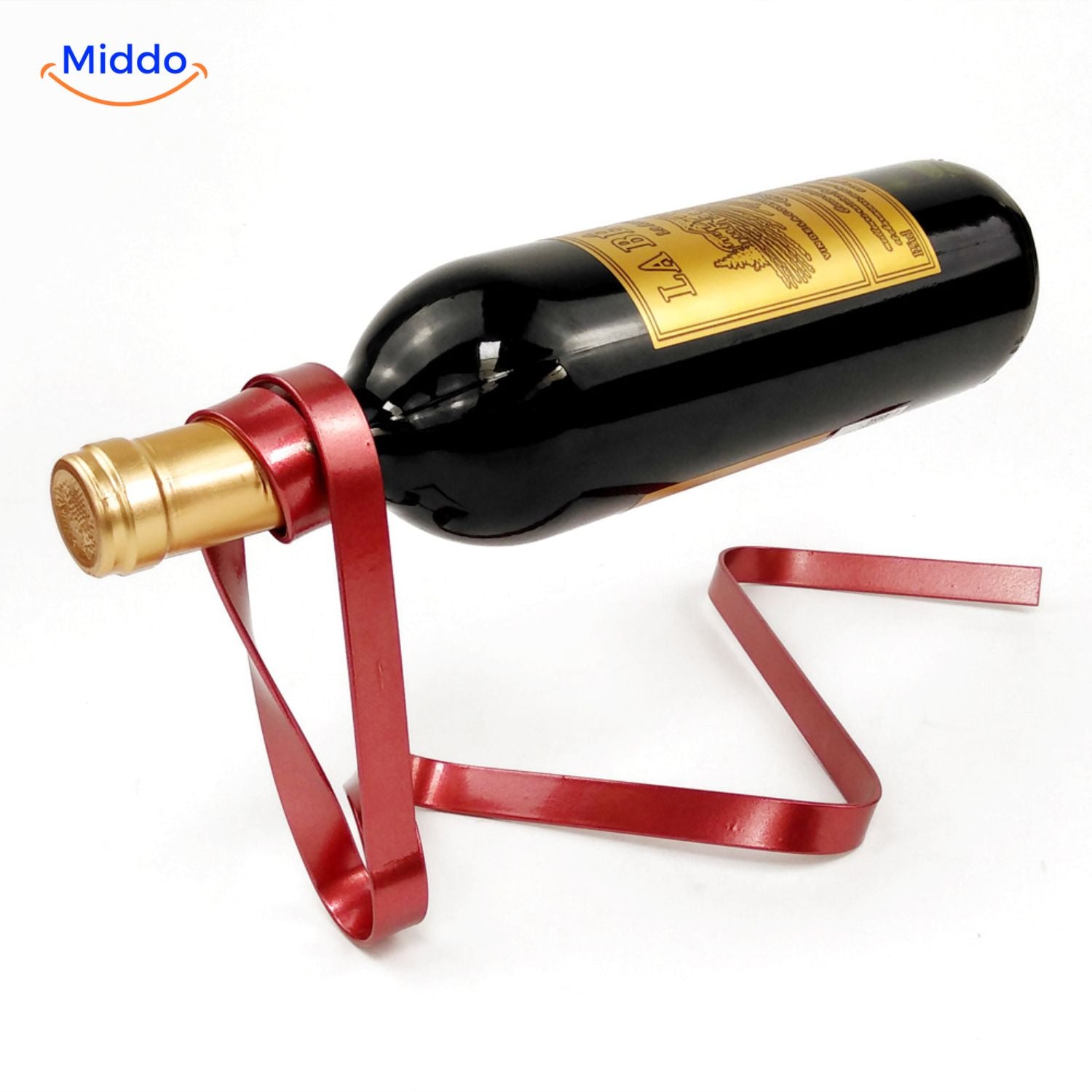 Luxura WineRack black and red ribbon bottle display