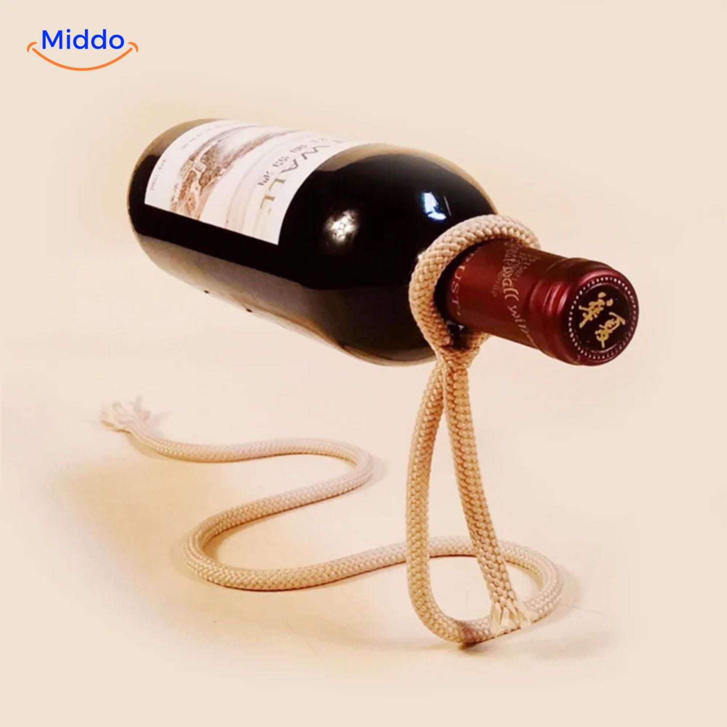 Luxura WineRack maroon rope holding wine bottle