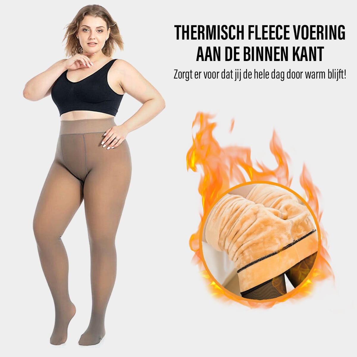 Thermische fleece panty met vlammen en warme voering