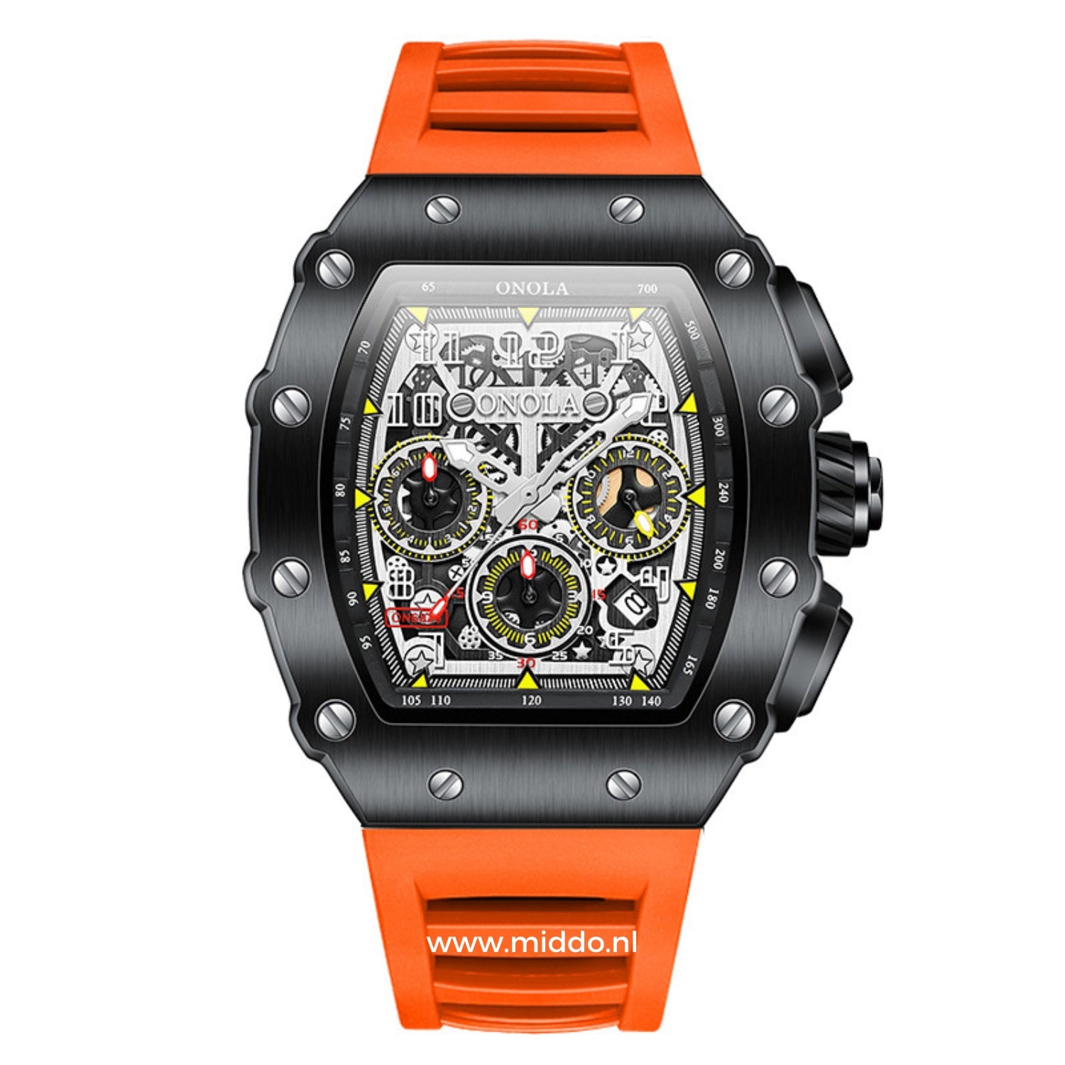 ONOLA chronograaf horloge met oranje bandje