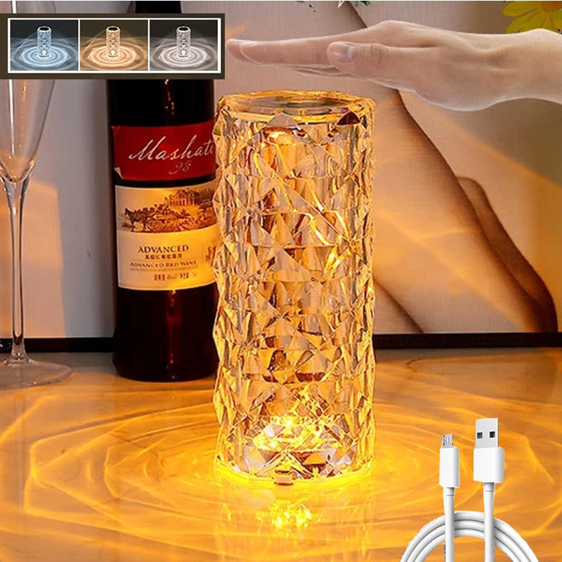 RGB-kristallen tafellamp met touch bediening en afstandsbediening