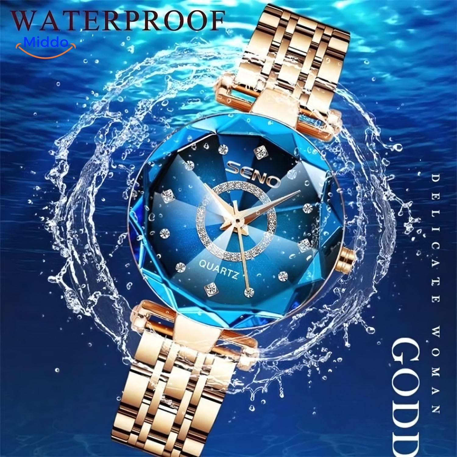 Waterproof dameshorloge Seno Elegance www.middo.nl