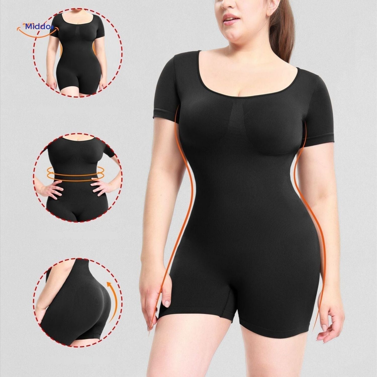 ShapelyFit body shaping bodysuit dames shapewear corset top body met dunne bandjes Zwart middo