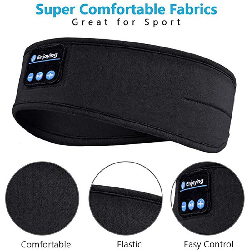 Sleepband zwart sport hoofdband met comfortabele elastische stof