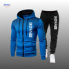 SpotVibe Hoodie blauwe hoodie met zwart joggingbroek Boss logo www.middo.nl