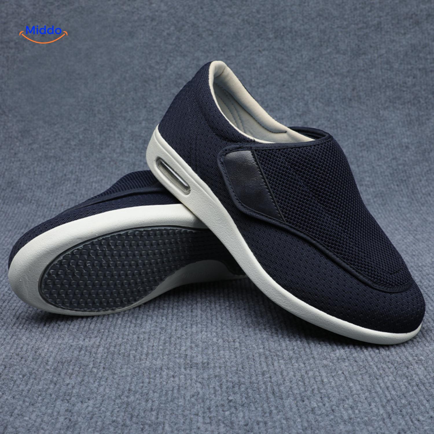 Trendstep schoenen donkerblauw met klittenband en luchtkussen middo.nl