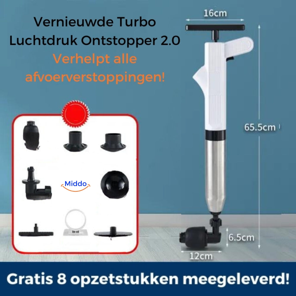 Roestvrijstalen details van de Turbo Luchtdruk Ontstopper