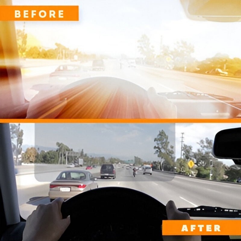 Voor- en na-beeld van SafeDrive zonneklep overdag