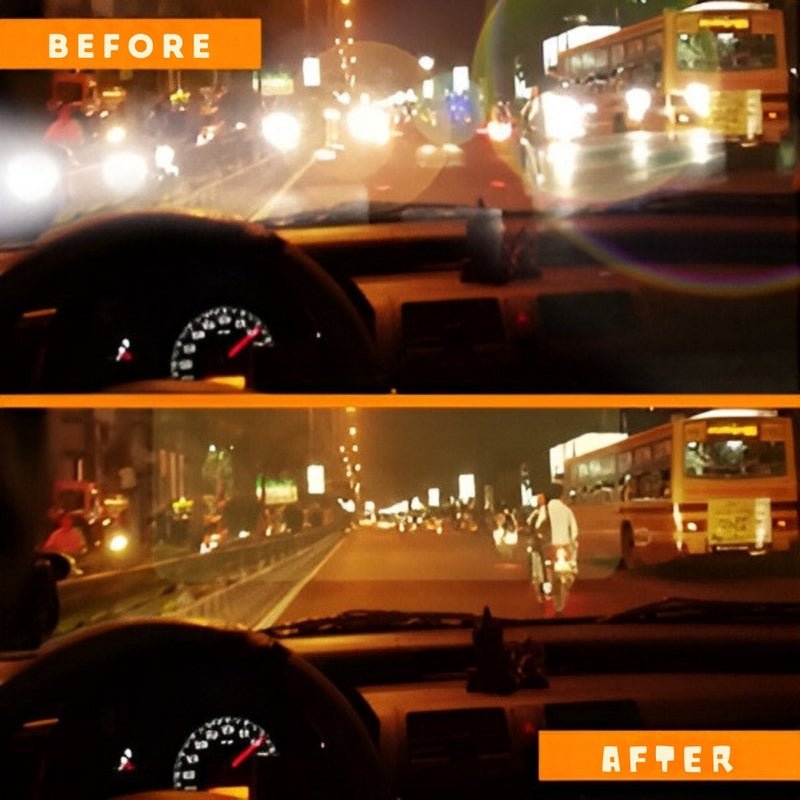 Voor- en na-beeld van SafeDrive zonneklep 's nachts