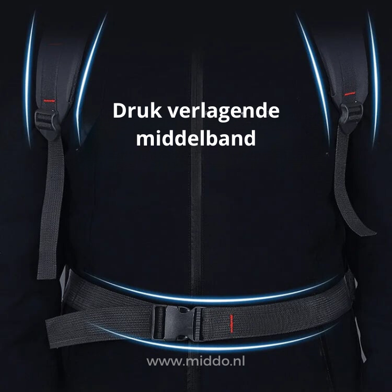 Druk verlagende middelband van VoyagePro Adventure Backpack.