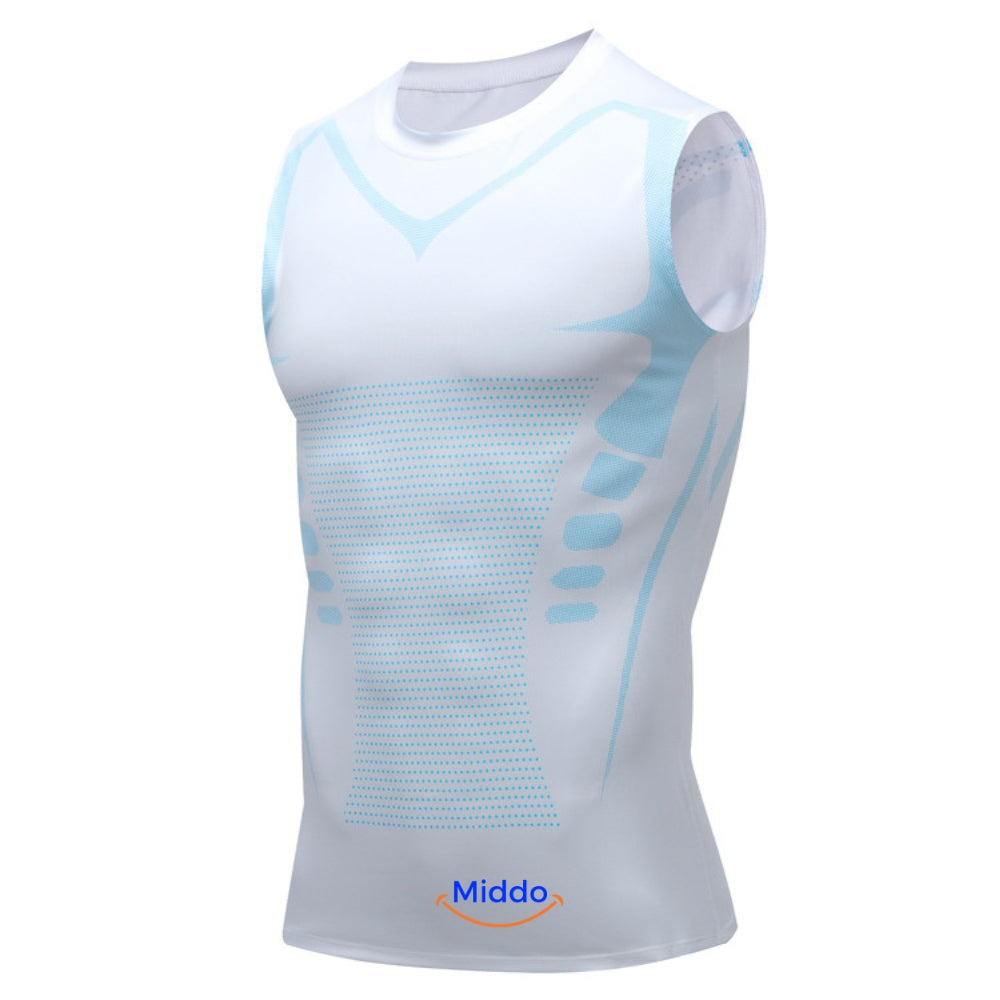 Wit blauwe VitaBoost PowerVest Compressie Shirt