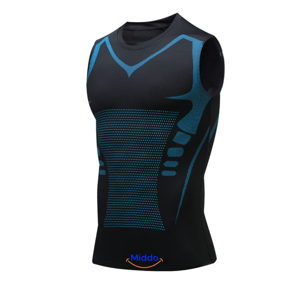 Zwart blauwe VitaBoost PowerVest Compressie Shirt