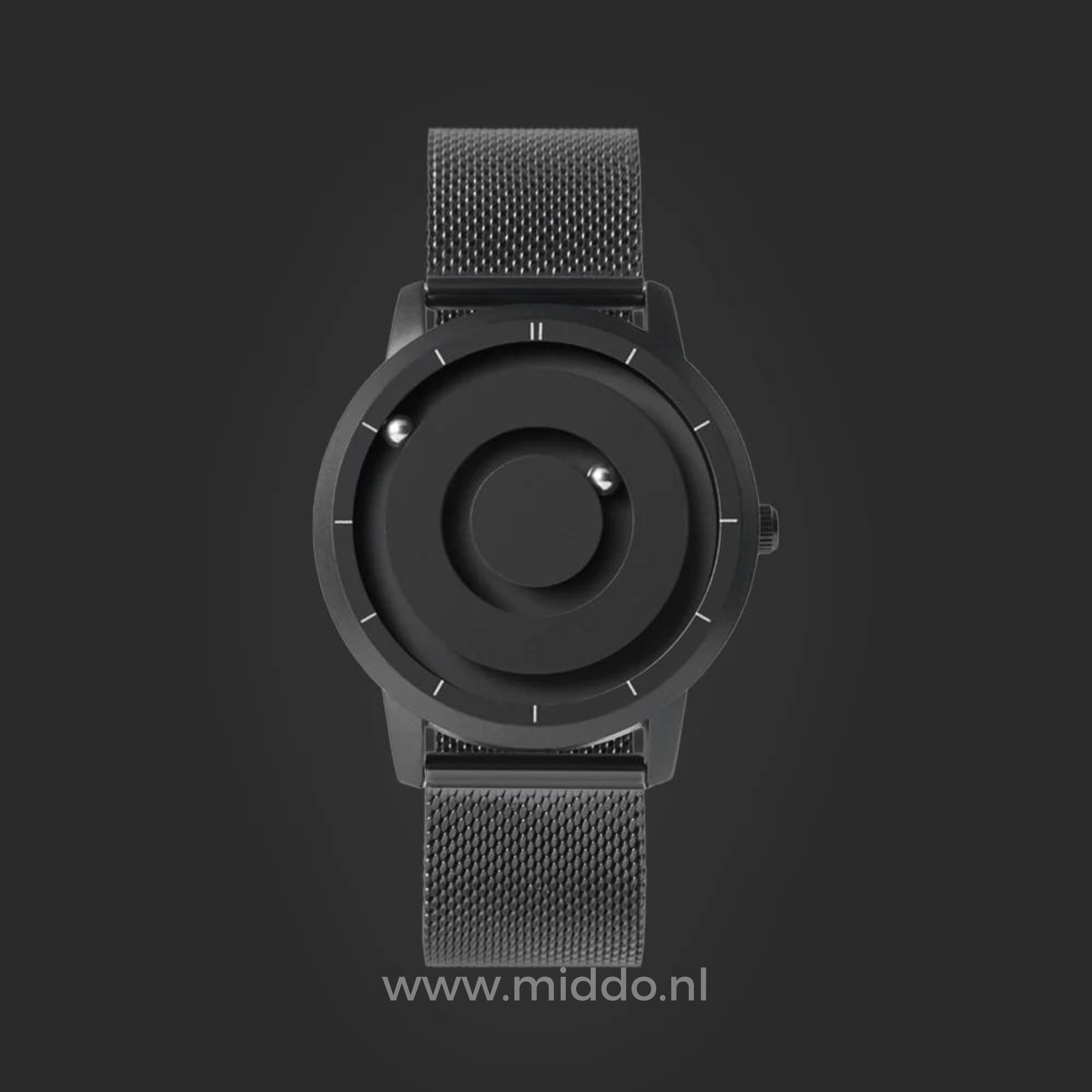 Zwarte Magnetique horloge op een donkere achtergrond