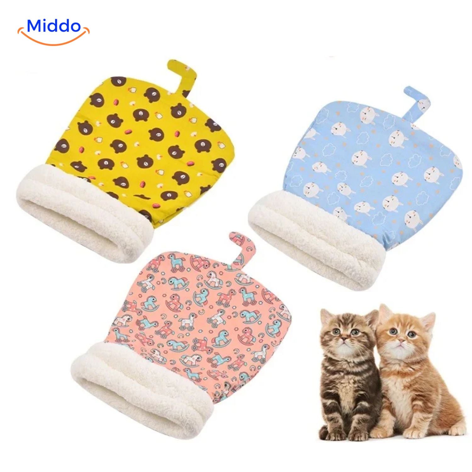 furhaven knusse kattenbed groen vis patroon in woning middo.nl