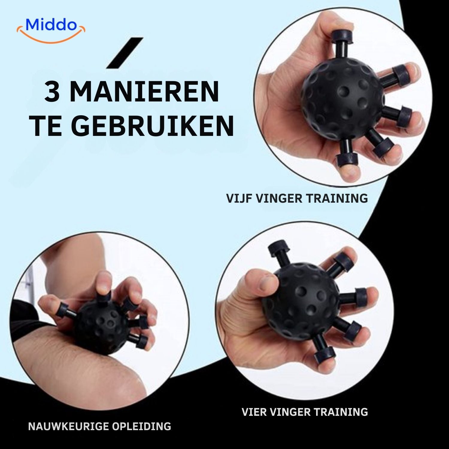 gripflex trainer zwarte massagebal met noppen voor spierontspanning middo.nl