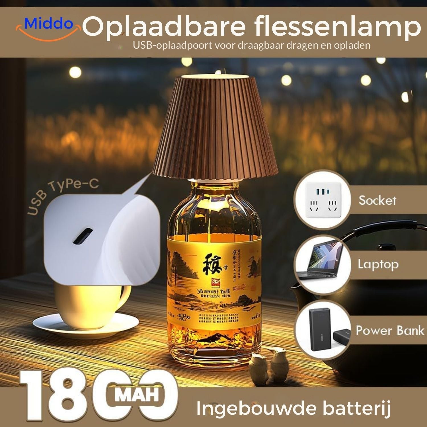 lumavino lamp usb oplaadbare flessenlamp met batterij middo.nl