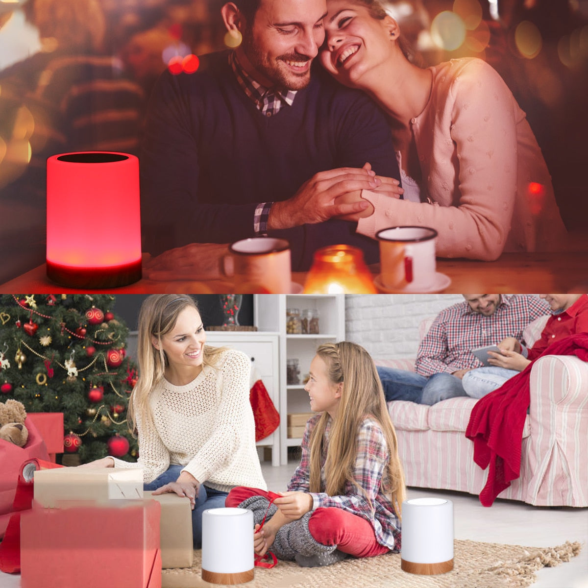 Gezellige nachtlamp bij kerstviering en romantische date