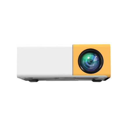 Vooraanzicht van de MiniBeam HD projector, gele voorkant.