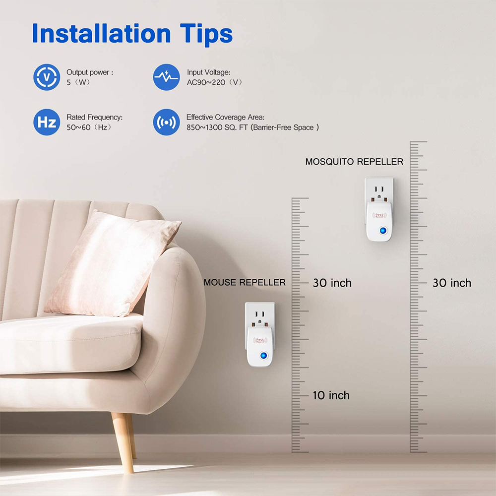 Installatie tips voor Pest Reject apparaat op verschillende hoogtes