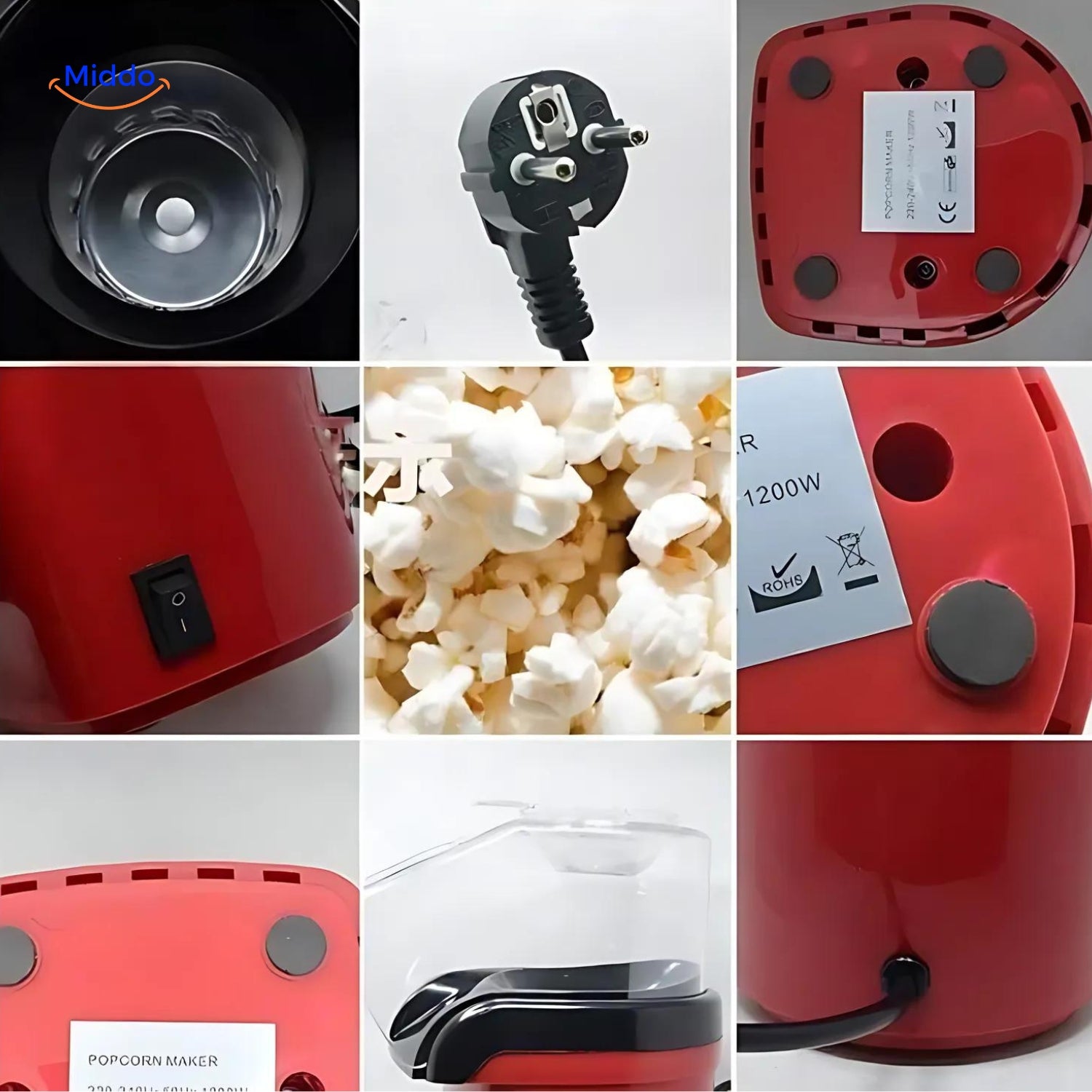 Poppro™ Mini Elektrische Popcornmaker 360 Graden Weergave en Functies