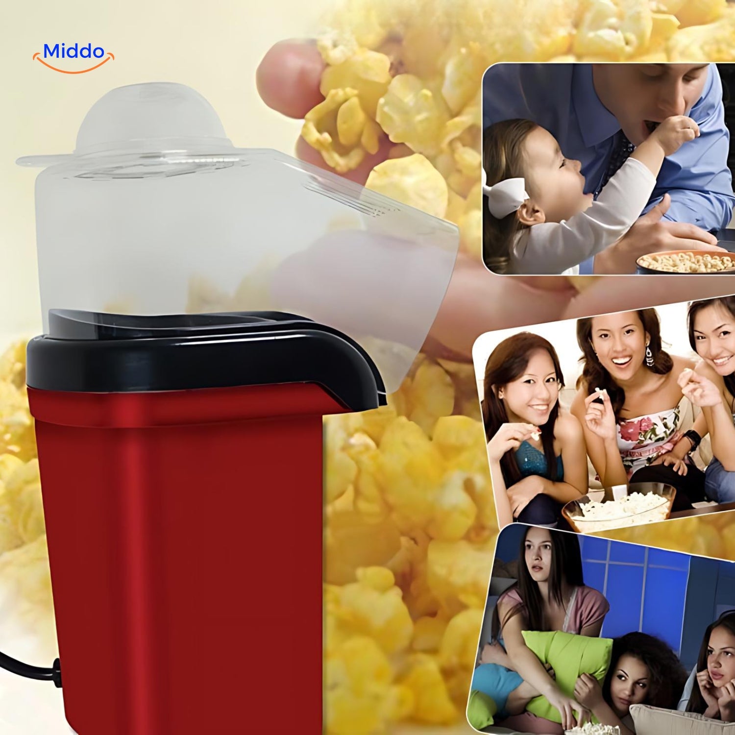 Poppro™ Mini Popcornmaker Met Blije Mensen