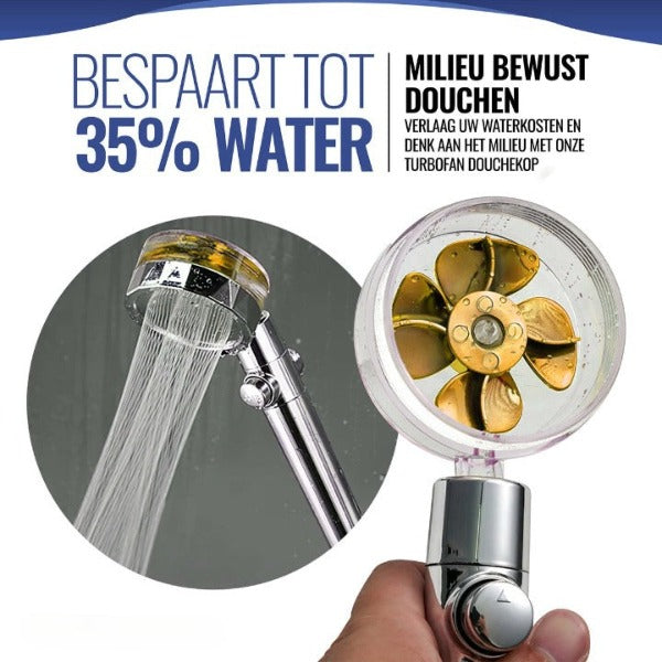 Krachtige douchekop bespaart tot 35% water