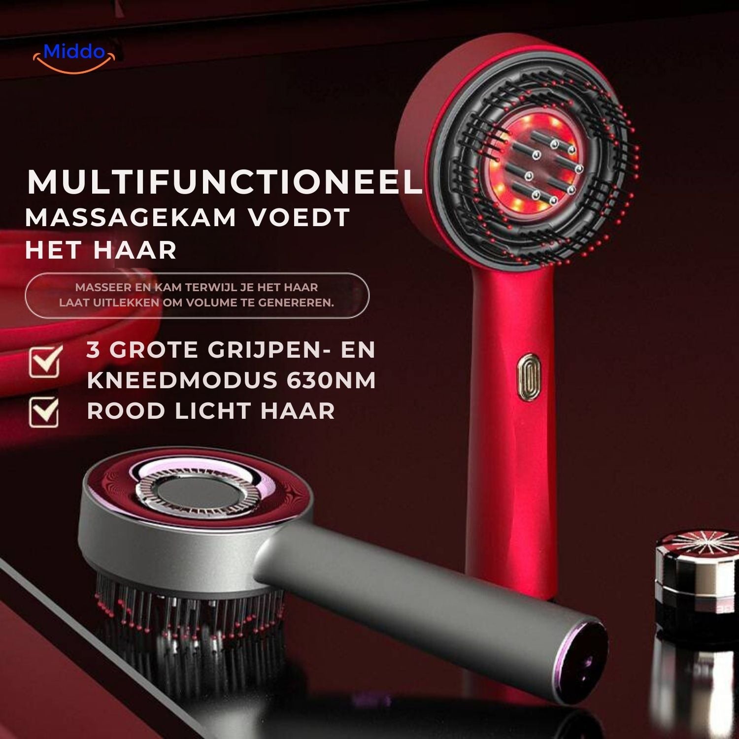 revitaglowtm kam multifunctionele massagekam met rood licht voeding voor haarr