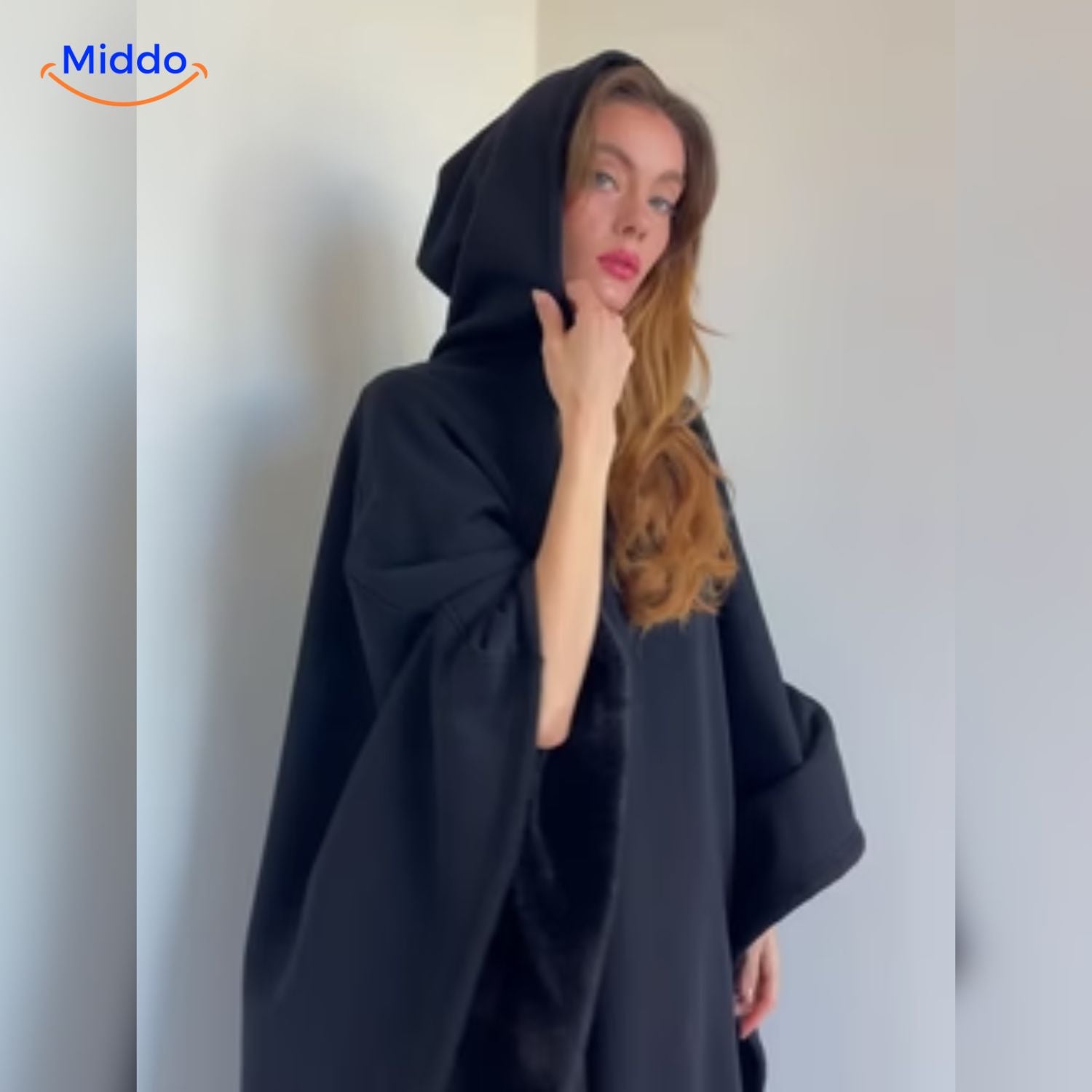 shadowhood cape chic zwart hooded comfortabele deken middo.nl