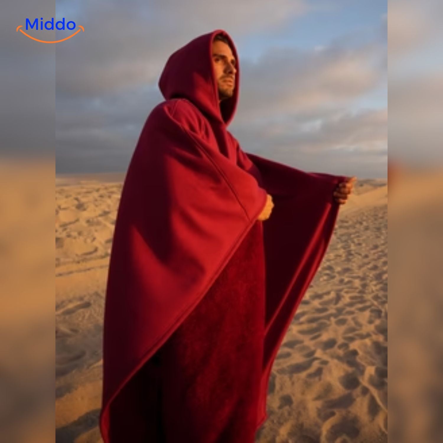 shadowhood cape dieprode premium hooded fleece deken middo.nl