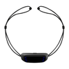 Zwarte anti-snurk halsband met blauwe LED-lampjes en verstelbare koorden.