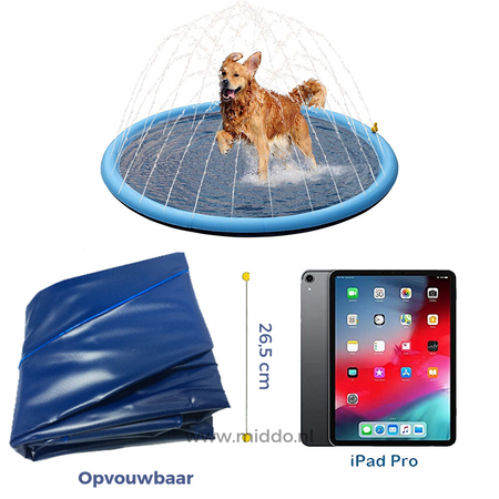 Opvouwbare watermat met opgevouwen en open formaat.