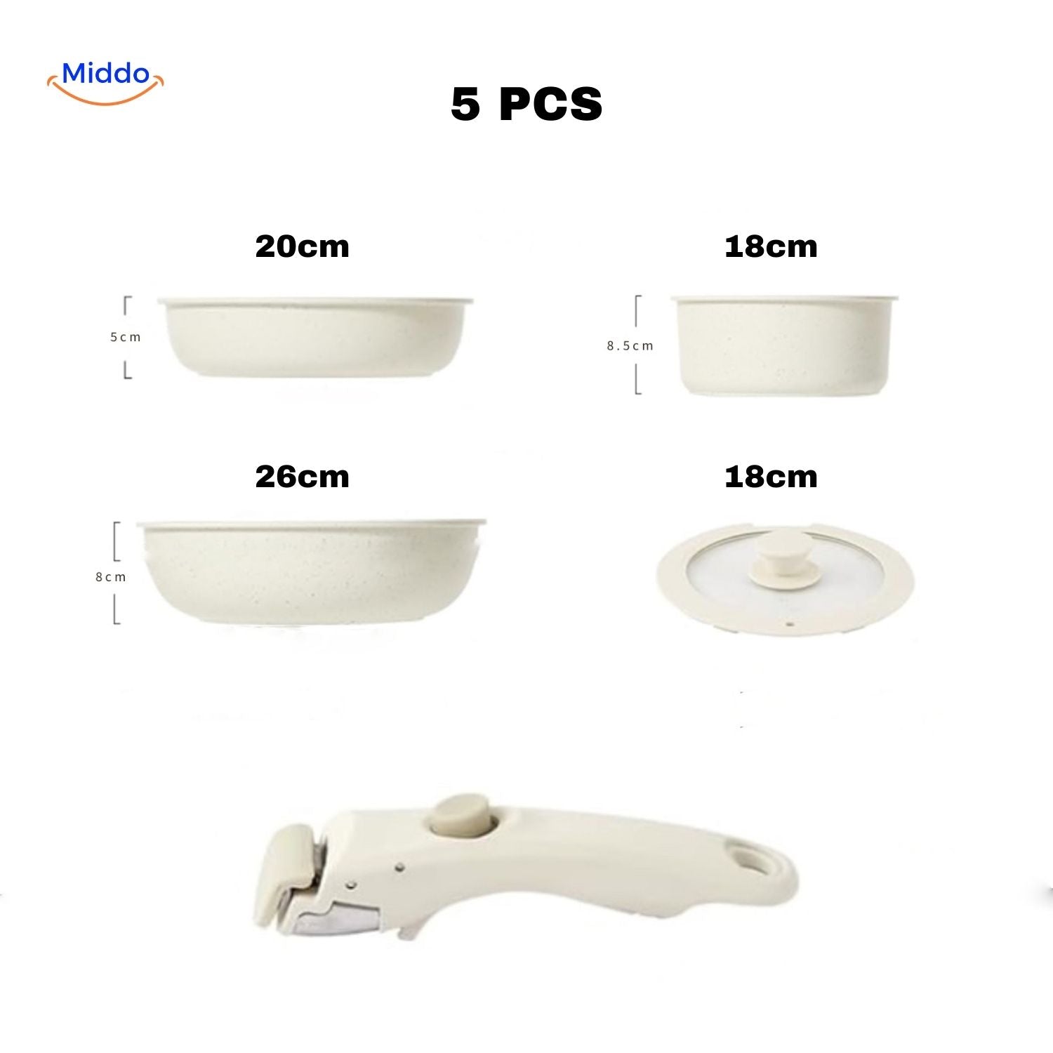 stonechef pannenset 5 delige set met modulaire functies